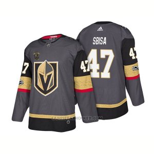 Camiseta Hockey Hombre Autentico Vegas Golden Knights 47 Luca Sbisa Steel Home Jugador 2018 Gris