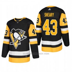 Camiseta Hockey Hombre Pittsburgh Penguins 43 Conor Sheary Home Autentico Jugador Negro