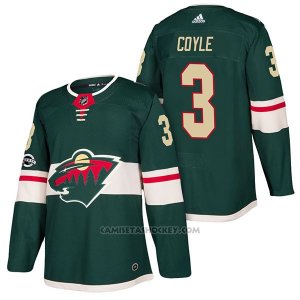 Camiseta Hockey Hombre Autentico Minnesota Wild 3 Charlie Coyle Home 2018 Verde