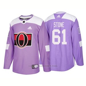 Camiseta Hockey Hombre Autentico Ottawa Senators 61 Mark Stone Hockey Fights Cancer 2018 Violeta