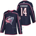 Camiseta Hockey Hombre Autentico Columbus Blue Jackets 14 Jordan Schroeder Home 2018 Azul