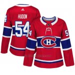 Camiseta Mujer Montreal Canadiens 54 Charles Hudon Adizero Jugador Home Rojo