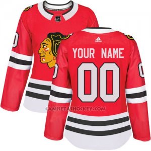 Camiseta Hockey Mujer Chicago Blackhawks Primera Personalizada Rojo