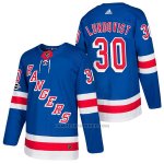 Camiseta Hockey Hombre Autentico New York Rangers 30 Henrik Lundqvist Home 2018 Azul