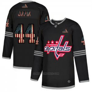 Camiseta Hockey Washington Capitals Brooks Orpik 2020 USA Flag Negro Rojo
