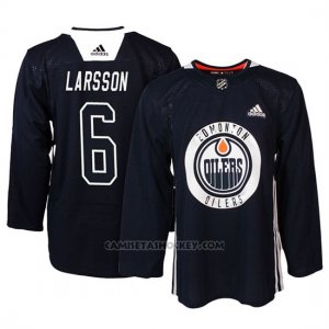 Camiseta Edmonton Oilers Adam Larsson Practice Azul