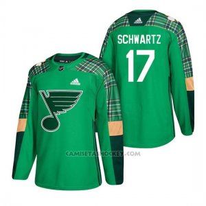 Camiseta St. Louis Blues Jaden Schwartz 2018 St. Patrick's Day Verde