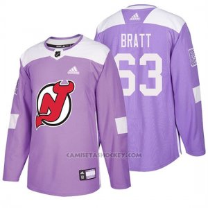 Camiseta New Jersey Devils Jesper Bratt Hockey Fights Cancer Violeta