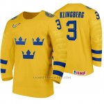 Camiseta Hockey Suecia John Klingberg Home 2020 IIHF World Amarillo