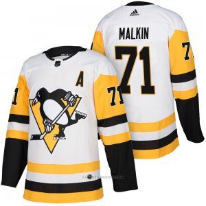 Camiseta Hockey Nino Pittsburgh Penguins 71 Evgeni Malkin Blanco 2018 Autentico Away