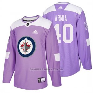 Camiseta Winnipeg Jets Joel Armia Hockey Fights Cancer Violeta