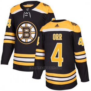 Camiseta Hockey Hombre Bruins 4 Bobby Orr Negro Home Autentico Stitched