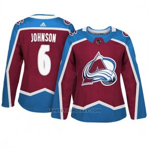 Camiseta Mujer Colorado Avalanche 6 Erik Johnson Maroon Adizero Jugador Home