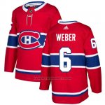 Camiseta Hockey Hombre Montreal Canadiens 6 Shea Weber Rojo Home Autentico Stitched