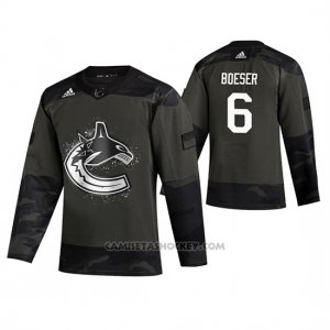 Camiseta Hockey Vancouver Canucks Brock Boeser 2019 Veterans Day Camuflaje