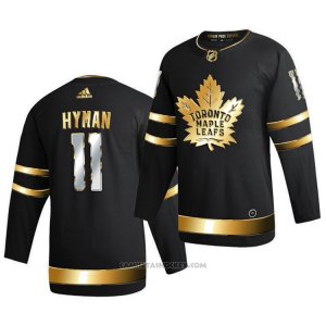 Camiseta Hockey Toronto Maple Leafs Zach Hyman Golden Edition Limited Autentico 2020-21 Negro