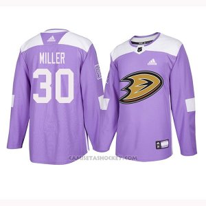 Camiseta Hockey Hombre Anaheim Ducks 30 Ryan Miller Violeta