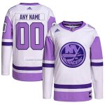 Camiseta Hockey New York Islanders Personalizada Fights Cancer Autentico Blanco Violeta