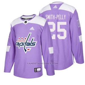 Camiseta Washington Capitals Devante Smith Pelly Hockey Fights Cancer Violeta
