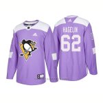 Camiseta Hockey Hombre Autentico Pittsburgh Penguins 62 Carl Hagelin Hockey Fights Cancer 2018 Violeta