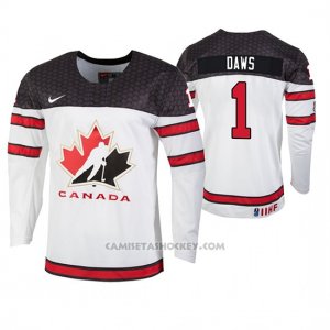 Camiseta Hockey Canada Nico Daws 2020 IIHF World Junior Championship Blanco