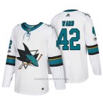 Camiseta Hockey Hombre San Jose Sharks 42 Joel Ward 2018 Blanco