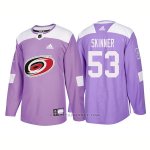 Camiseta Hockey Hombre Autentico Carolina Hurricanes 53 Jeff Skinner Hockey Fights Cancer 2018 Violeta