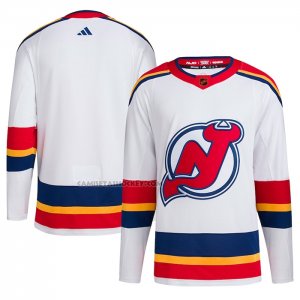 Camiseta Hockey New Jersey Devils Reverse Retro Autentico Blank Blanco