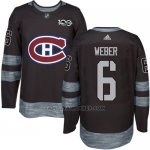 Camiseta Hockey Hombre Montreal Canadiens 6 Shea Weber Negro 1917-2017 100 Aniversario Stitched