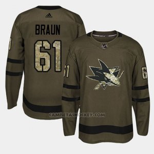 Camiseta San Jose Sharks Justin Braun Camo Salute To Service