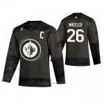 Camiseta Hockey Winnipeg Jets Blake Wheeler 2019 Veterans Day Camuflaje