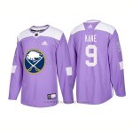 Camiseta Hockey Hombre Autentico Buffalo Sabres 9 Evander Kane 2018 Hockey Fights Cancer Violeta