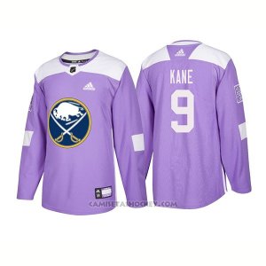 Camiseta Hockey Hombre Autentico Buffalo Sabres 9 Evander Kane 2018 Hockey Fights Cancer Violeta