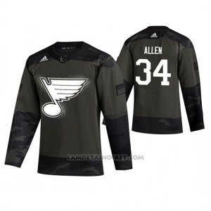 Camiseta Hockey St. Louis Blues Jake Allen 2019 Veterans Day Camuflaje