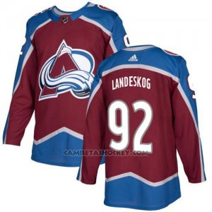 Camiseta Hockey Nino Colorado Avalanche 92 Gabriel Landeskog Burgundy Home Autentico Stitched