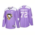 Camiseta Hockey Hombre Autentico Pittsburgh Penguins 72 Patric Hornqvist Hockey Fights Cancer 2018 Violeta