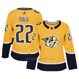 Camiseta Mujer Nashville Predators 22 Kevin Fiala Gold Adizero Jugador Home