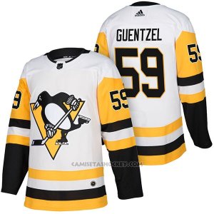 Camiseta Hockey Hombre Autentico Pittsburgh Penguins 59 Jake Guentzel Away 2018 Blanco