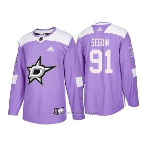 Camiseta Hockey Hombre Autentico Dallas Stars 91 Tyler Seguin Hockey Fights Cancer 2018 Violeta