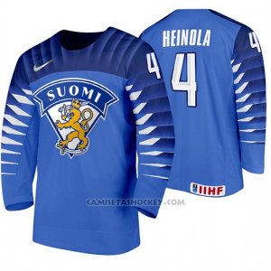 Camiseta Hockey Finlandia Ville Heinola Away 2020 IIHF World Junior Championship Blue