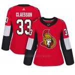 Camiseta Mujer Ottawa Senators 33 Fredrik Claesson Adizero Jugador Home Rojo