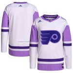 Camiseta Hockey Philadelphia Flyers Fights Cancer Autentico Blank Practice Blanco Violeta