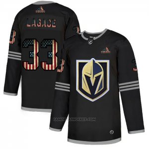 Camiseta Hockey Vegas Golden Knights Maxime Lagace 2020 USA Flag Negro