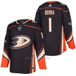 Camiseta Hockey Hombre Autentico Anaheim Ducks Reto Berra Home 1 2018 Negro