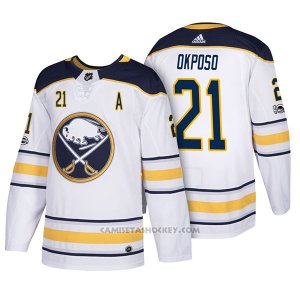 Camiseta Hockey Hombre Buffalo Sabres 21 Kyle Okposo 2018 New Season Team Road Blanco