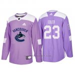 Camiseta Vancouver Canucks Alexander Edler Hockey Fights Cancer Violeta