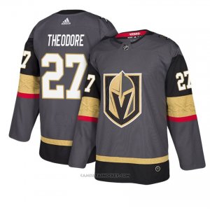 Camiseta Hockey Hombre Vegas Golden Knights 27 Shea Theodore Gris 2018 Home Jugador