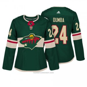 Camiseta Hockey Mujer Minnesota Wild 24 Matt Dumba Verde Autentico Jugador