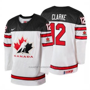 Camiseta Canada Team Graeme Clarke 2018 Iihf World Championship Jugador Blanco