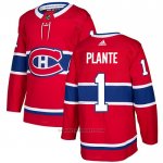 Camiseta Hockey Montreal Canadiens Jacques Plante Primera Autentico Rojo
